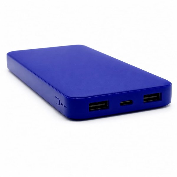 Внешний аккумулятор Polus, 10000 Mah, софт-тач покрытие - Внешний аккумулятор Polus, 10000 Mah, софт-тач покрытие, синий