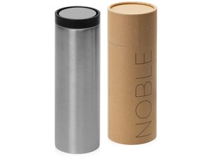 вакуумная термокружка «noble» с 360° крышкой-кнопкой, крафтовый тубус