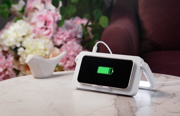 Лампа складная "Smart Light" с беспроводным (10W) зарядным устройством и подставкой для смартфона - Лампа складная "Smart Light" с беспроводным (10W) зарядным устройством и подставкой для смартфона белый
