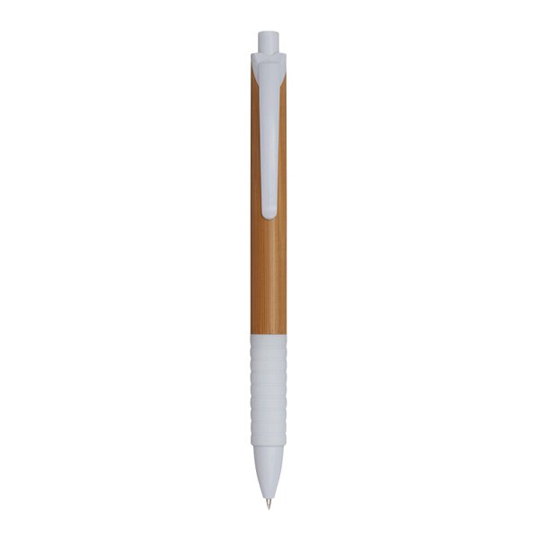 Ручка шариковая BAMBOO RUBBER, белая - Ручка шариковая BAMBOO RUBBER, белая