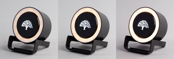 Bluetooth колонка-подставка "Smart Loud" с беспроводным (10W) зарядным устройством, лампой и подсветкой логотипа - Bluetooth колонка-подставка "Smart Loud" с беспроводным (10W) зарядным устройством, лампой и подсветкой логотипа черный