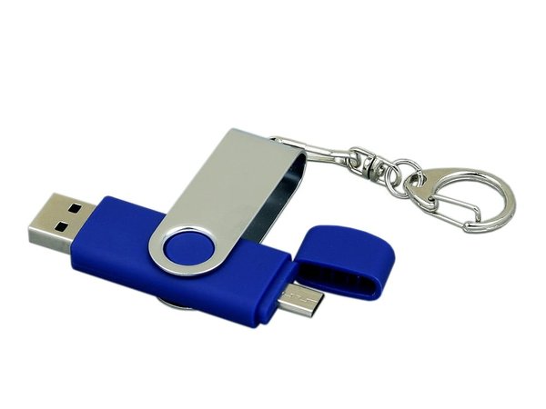 USB 2.0- флешка на 16 Гб с поворотным механизмом и дополнительным разъемом Micro USB - USB 2.0- флешка на 16 Гб с поворотным механизмом и дополнительным разъемом Micro USB