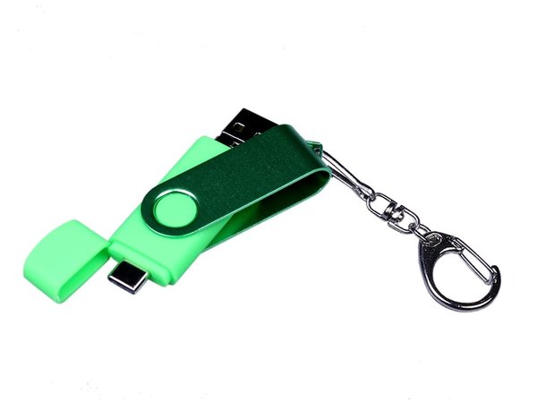 USB 3.0/micro USB/Type-C - флешка на 32 Гб 3-в-1 с поворотным механизмом - USB 3.0/micro USB/Type-C - флешка на 32 Гб 3-в-1 с поворотным механизмом