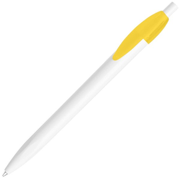 Ручка шариковая X-1 WHITE, белый/желтый непрозрачный клип, пластик - Ручка шариковая X-1 WHITE, белый/желтый непрозрачный клип, пластик