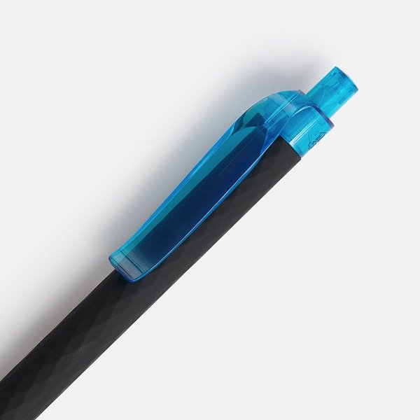 Ручка шариковая Prodir QS01 PRT-T Soft Touch, черная с голубым