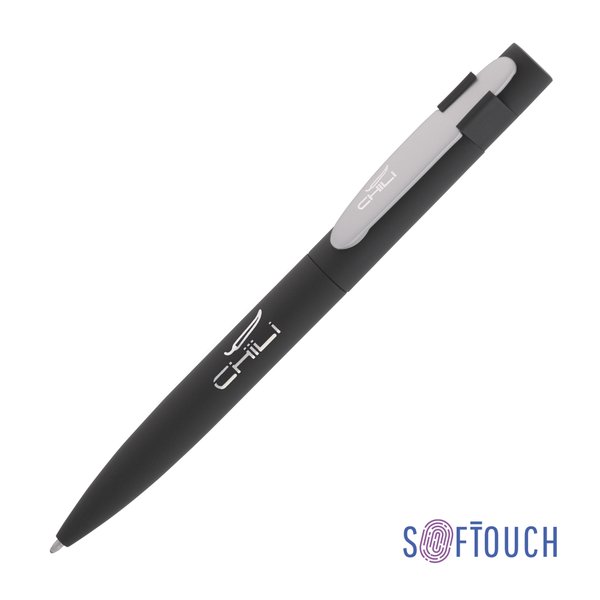 Ручка шариковая "Lip", покрытие soft touch - Ручка шариковая "Lip", покрытие soft touch черный с серебром