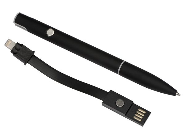 Ручка металлическая шариковая «Connect» с кабелем USB 2 в 1 - Ручка металлическая шариковая «Connect» с кабелем USB 2 в 1
