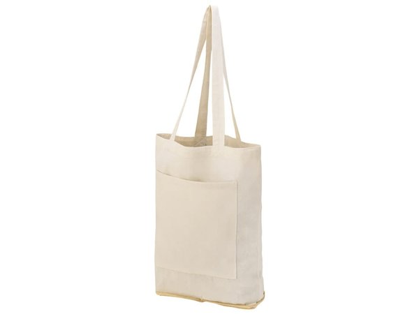 Складная сумка Jute из хлопка и джута с карманом - Складная сумка Jute из хлопка и джута с карманом