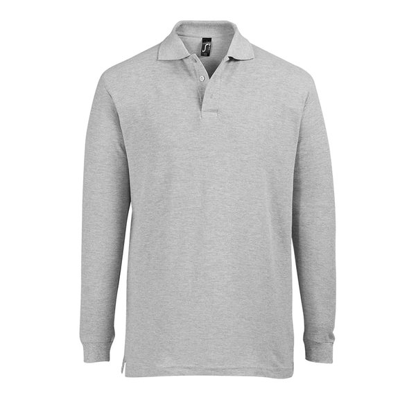 Рубашка поло STAR 170 с длинным рукавом - Рубашка поло мужская с длинным рукавом STAR, серый меланж, XXL, 85% х/б, 15% вис., 170 г/м2