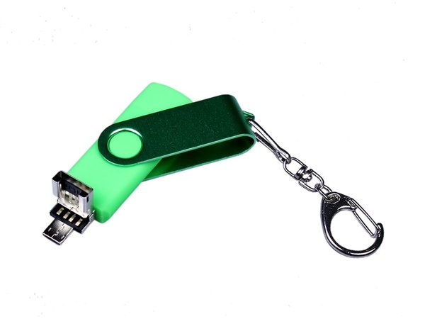 USB 2.0/micro USB/Type-С- флешка на 64 Гб 3-в-1 с поворотным механизмом - USB 2.0/micro USB/Type-С- флешка на 64 Гб 3-в-1 с поворотным механизмом