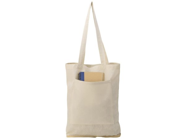 Складная сумка Jute из хлопка и джута с карманом - Складная сумка Jute из хлопка и джута с карманом