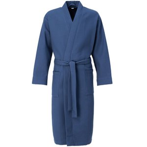 халат вафельный kimono, темно-синий