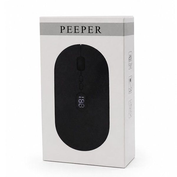 Мышь компьютерная беспроводная с индикатором Peeper, черный - Мышь компьютерная беспроводная с индикатором Peeper, черный