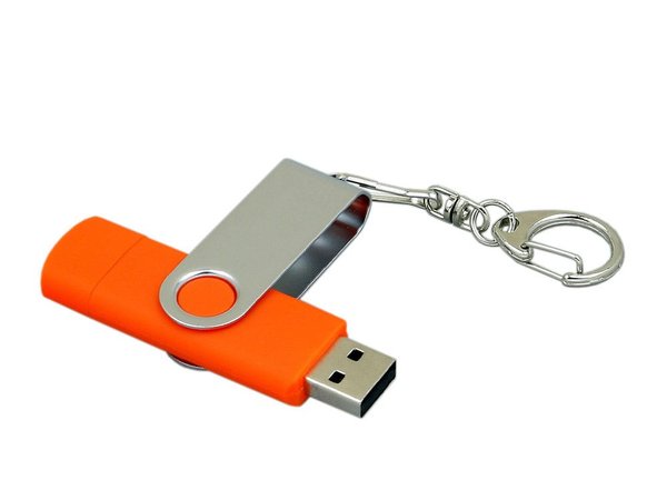 USB 2.0- флешка на 32 Гб с поворотным механизмом и дополнительным разъемом Micro USB - USB 2.0- флешка на 32 Гб с поворотным механизмом и дополнительным разъемом Micro USB