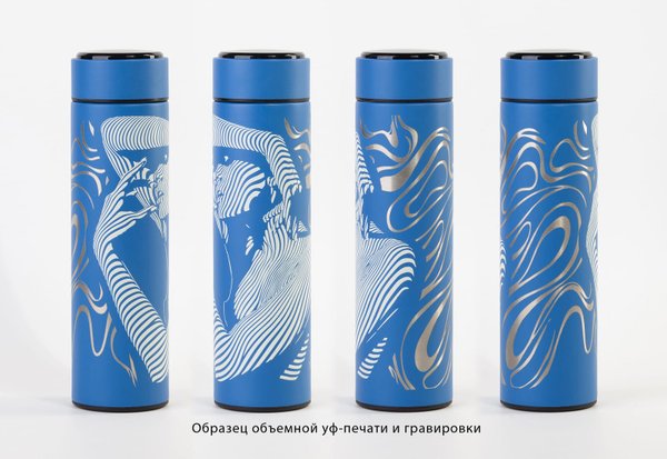 Заварочный термос "Финикс" 500 мл с индикацией температуры - Заварочный термос "Финикс" 500 мл с индикацией температуры синий