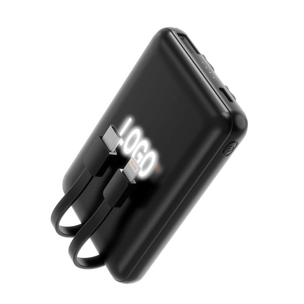 Внешний аккумулятор Eron с подсветкой гравировки, 5000 mAh, чёрный/ - Внешний аккумулятор Eron с подсветкой гравировки, 5000 mAh, чёрный/белый