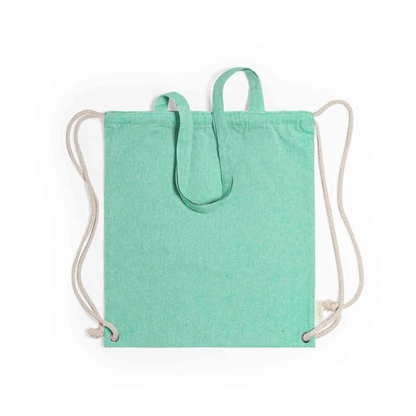 Сумка-рюкзак FENIN из переработанного хлопка - Рюкзак FENIN, зеленый, 42 x 38 см, 100% переработанный хлопок, 140 г/м2