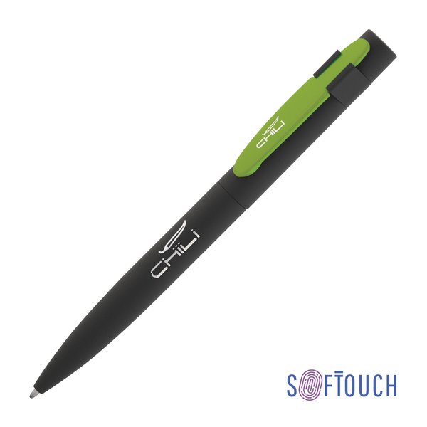Ручка шариковая "Lip", покрытие soft touch - Ручка шариковая "Lip", покрытие soft touch черный с зеленым яблоком