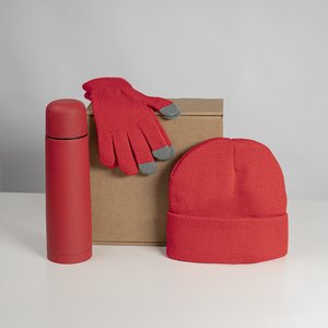набор подарочный get warm: перчатки, шапка, термос; красный