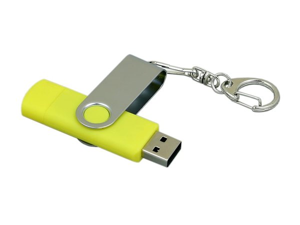 USB 2.0- флешка на 16 Гб с поворотным механизмом и дополнительным разъемом Micro USB - USB 2.0- флешка на 16 Гб с поворотным механизмом и дополнительным разъемом Micro USB