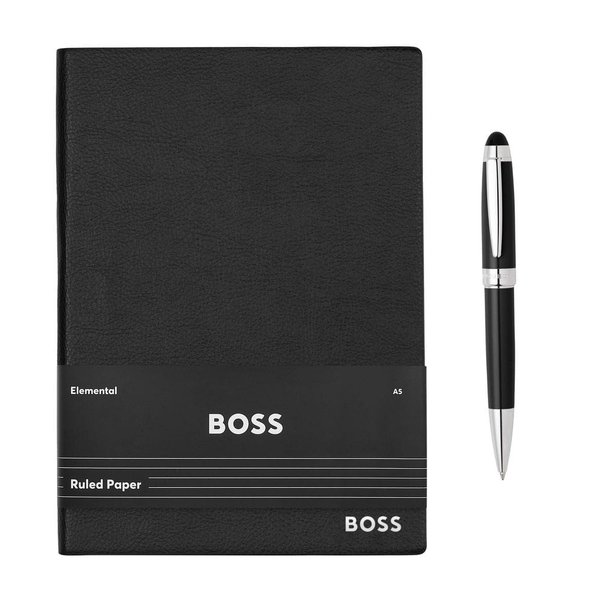 Набор HUGO BOSS Black (шариковая ручка и блокнот A5) - Набор HUGO BOSS Black (шариковая ручка и блокнот A5)