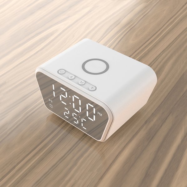 Настольные часы "Smart Clock" с беспроводным (15W) зарядным устройством, будильником и термометром - Настольные часы "Smart Clock" с беспроводным (15W) зарядным устройством, будильником и термометром белый