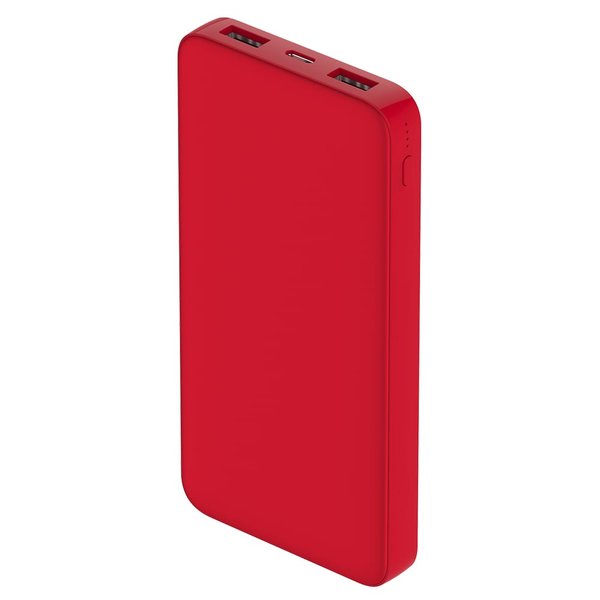 Внешний аккумулятор Polus, 10000 Mah, софт-тач покрытие - Внешний аккумулятор Polus, 10000 Mah, софт-тач покрытие, красный