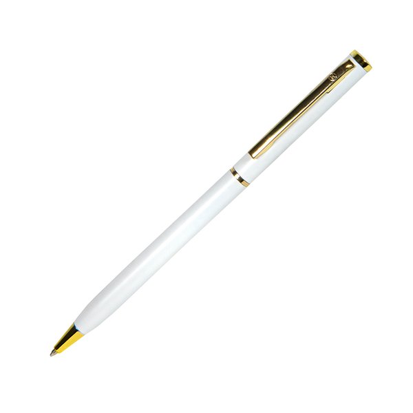 Ручка шариковая SLIM - SLIM, ручка шариковая, белый/золотистый, металл