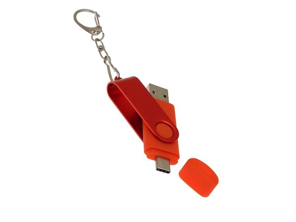 USB 3.0- флешка на 64 Гб с поворотным механизмом и дополнительным разъемом Type-C - USB 3.0- флешка на 64 Гб с поворотным механизмом и дополнительным разъемом Type-C