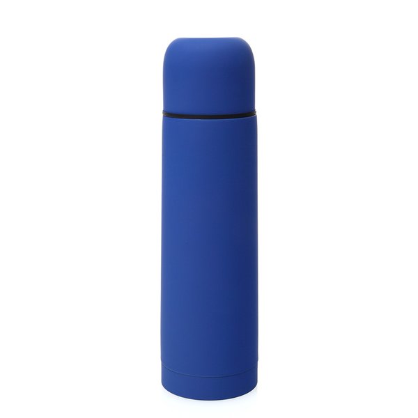Термос вакуумный "Flask", 500 мл. - Термос вакуумный "Flask",сталь с покрытием софт тач, синий, 500 мл.