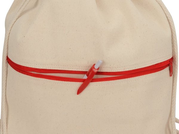 Рюкзак-мешок «Lark» из хлопка 180 г/м2 с цветной молнией - Рюкзак-мешок «Lark» из хлопка 180 г/м2 с цветной молнией