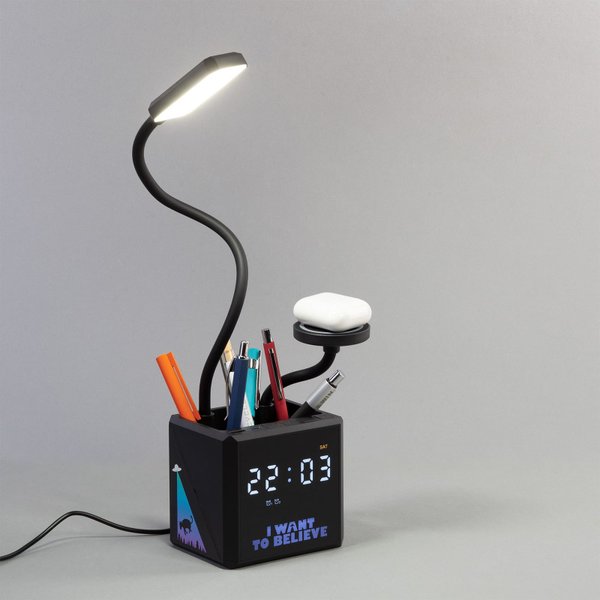Лампа "Smart Flex" с беспроводным 3в1 (15W) ЗУ с MagSafe, часами, карандашницей и подсветкой логотипа - Лампа "Smart Flex" с беспроводным 3в1 (15W) ЗУ с MagSafe, часами, карандашницей и подсветкой логотипа черный
