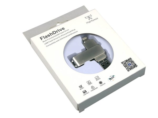 USB 3.0/micro USB/Lightning- флешка на 64 Гб с поворотным механизмом - USB 3.0/micro USB/Lightning- флешка на 64 Гб с поворотным механизмом
