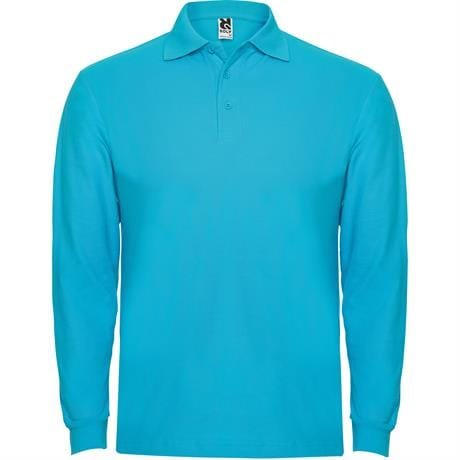 Футболка поло ESTRELLA L/S мужская - Футболка поло ESTRELLA L/S мужская, БИРЮЗОВЫЙ L