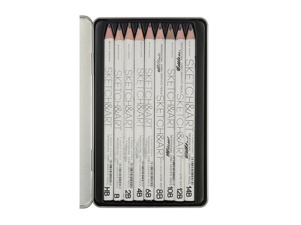Набор из 9 утолщенных чернографитовых карандашей «Sketch & Art» HB - 14B - Набор из 9 утолщенных чернографитовых карандашей «Sketch & Art» HB - 14B