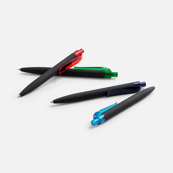 Ручка шариковая Prodir QS01 PRT-T Soft Touch, черная с голубым