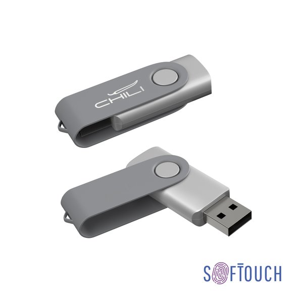 Флеш-карта "Vostok", объем памяти 16GB, покрытие soft touch# - Флеш-карта "Vostok", объем памяти 16GB, покрытие soft touch# серый