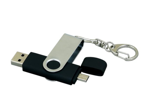 USB 2.0- флешка на 32 Гб с поворотным механизмом и дополнительным разъемом Micro USB - USB 2.0- флешка на 32 Гб с поворотным механизмом и дополнительным разъемом Micro USB