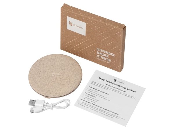Беспроводное зарядное устройство «Wheatty» из пшеничной соломы, 5W - Беспроводное зарядное устройство «Wheatty» из пшеничной соломы, 5W
