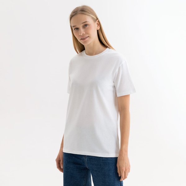 Футболка унисекс Крис (Kris), 150 гр., белая (теплого оттенка), размер XS