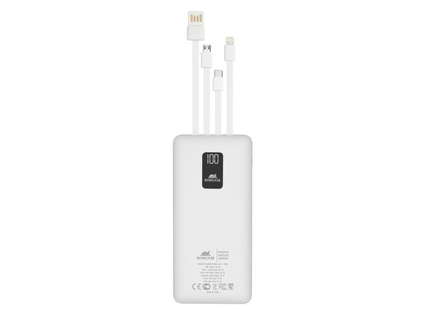 Внешний аккумулятор с дисплеем и встроенными кабелями VA2210, 10000 mAh - Внешний аккумулятор с дисплеем и встроенными кабелями VA2210, 10000 mAh