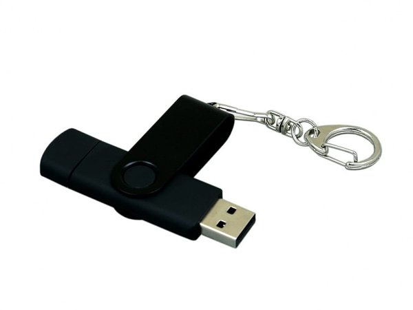 USB 2.0- флешка на 32 Гб с поворотным механизмом и дополнительным разъемом Micro USB - USB 2.0- флешка на 32 Гб с поворотным механизмом и дополнительным разъемом Micro USB