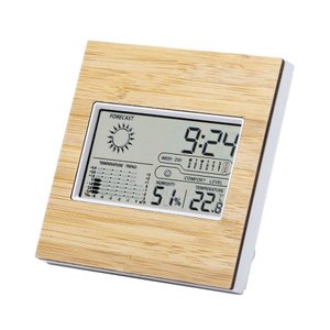 часы настольные, метеостанция "behox", 13 x 13 x 2.4 см, бамбук