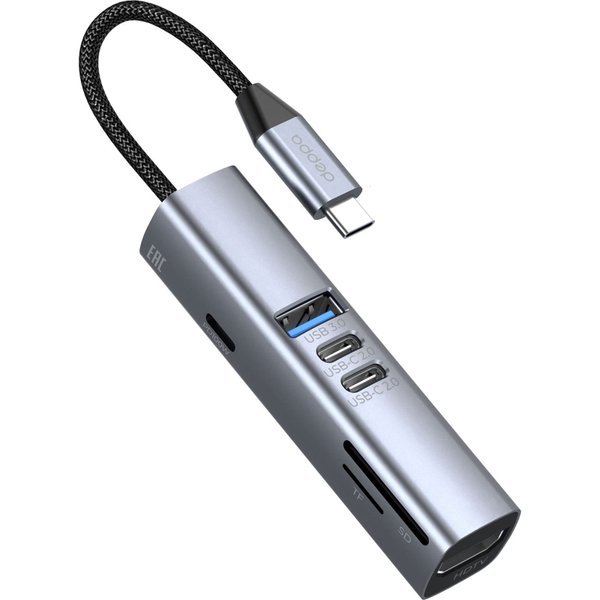 USB-хаб 7 в 1 USB-C - USB-A3.0 + 2хUSB-C + USB-C PD100Вт + HDMI + SD + microSD - USB-хаб 7 в 1 USB-C - USB-A3.0 + 2хUSB-C + USB-C PD100Вт + HDMI + SD + microSD