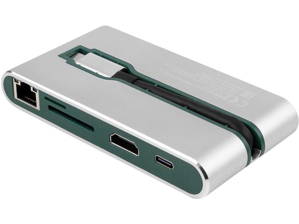 Хаб 8-в-1 Type-C «Hermes», USB 3.0 x 3, Type-C PD, HDMI, LAN, картридер - Хаб 8-в-1 Type-C «Hermes», USB 3.0 x 3, Type-C PD, HDMI, LAN, картридер