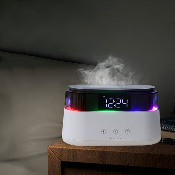 Светодиодный USB увлажнитель-ароматизатор Brava с часами с RGB подсветкой - Светодиодный USB увлажнитель-ароматизатор Brava с часами с RGB подсветкой
