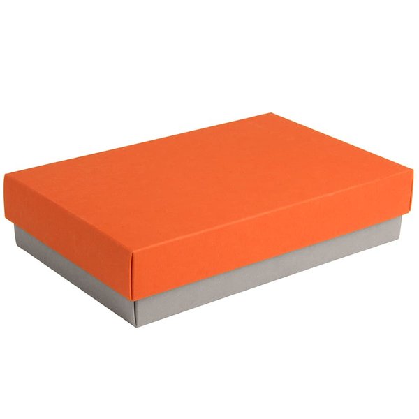 Коробка подарочная CRAFT BOX размер 17,5 x 11,5 x 4 см - Коробка подарочная CRAFT BOX, 17,5*11,5*4 см, серый, оранжевый, картон 350 гр/м2
