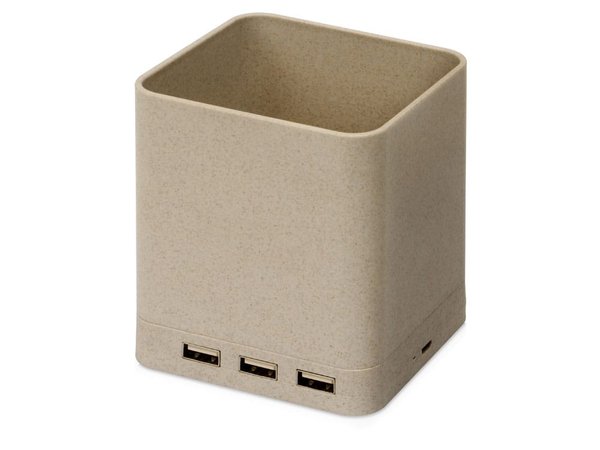 Настольный органайзер Cubic с функциями USB-хаба и беспроводной зарядки - Настольный органайзер Cubic с функциями USB-хаба и беспроводной зарядки