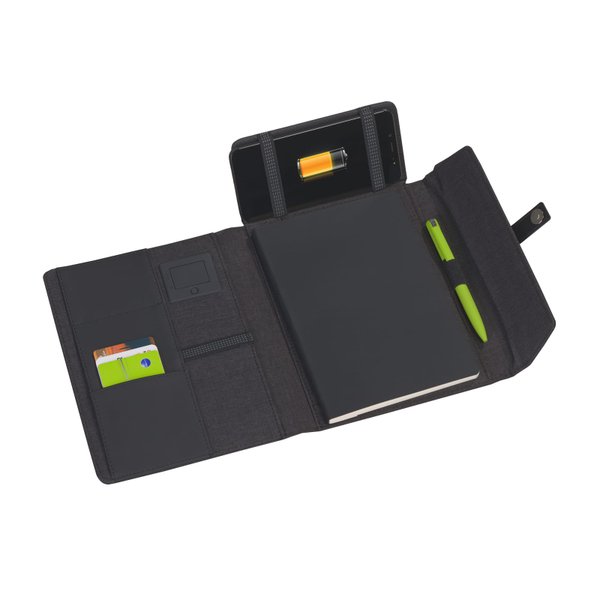 Папка А5 с беспроводным зарядным устройством 4000 mAh и блокнотом softtouch - Папка А5 с беспроводным зарядным устройством 4000 mAh и блокнотом softtouch черный