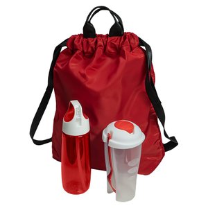 набор подарочный fitkit: бутылка для воды, контейнер для еды, рюкзак, красный